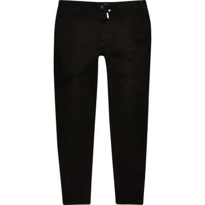 Black super skinny casual chino trousers